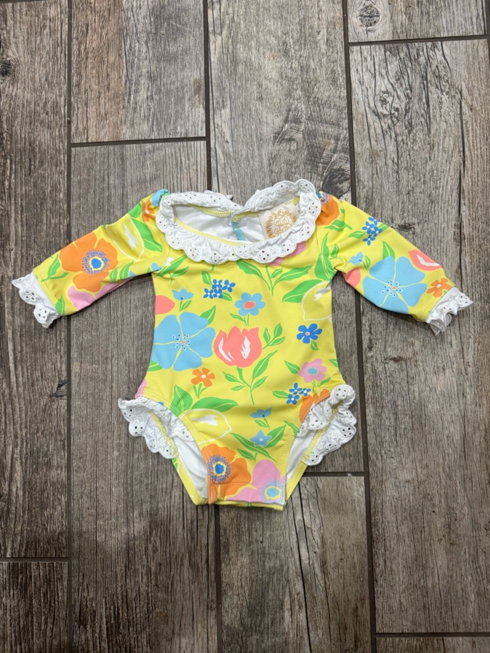 The Beaufort Bonnet Company Floral Long Sleeve Swim One-Piece | 0/6M TBBC